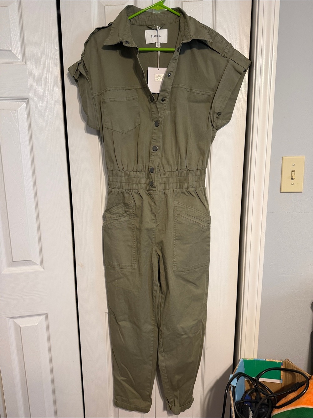 pistola Olive Utility Short-Sleeve Jumpsuit